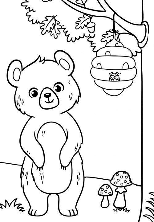 Bear found a hive coloring page
