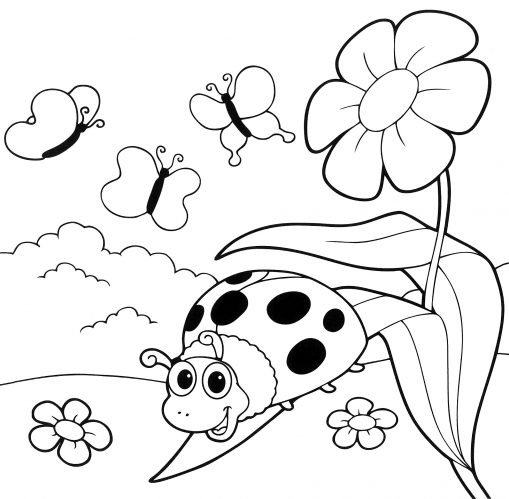 Ladybug on a leaf coloring page