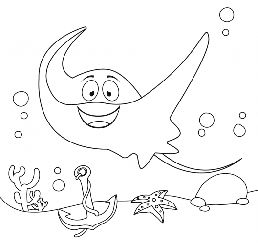 Jolly stingray coloring page