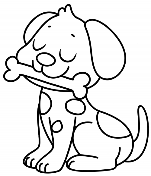 Puppy with a bone coloring page