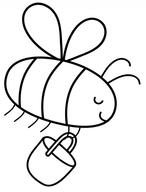 Bee with a bucket coloring page