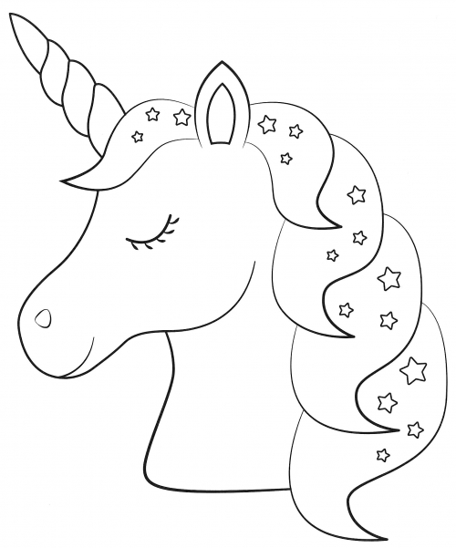 Unicorn covered its eyes coloring page