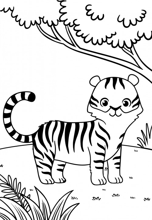 Funny tiger coloring page