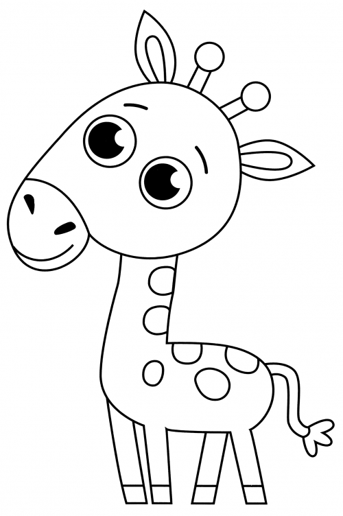 Giraffe with big eyes coloring page