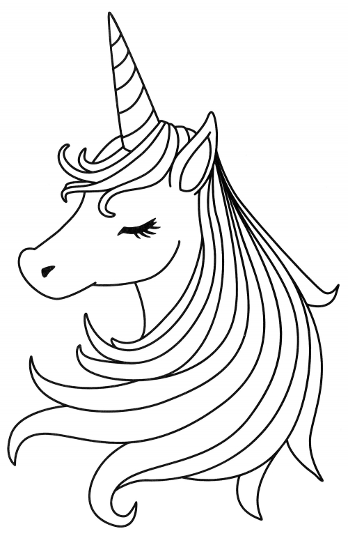 Unicorn with a beautiful mane coloring page