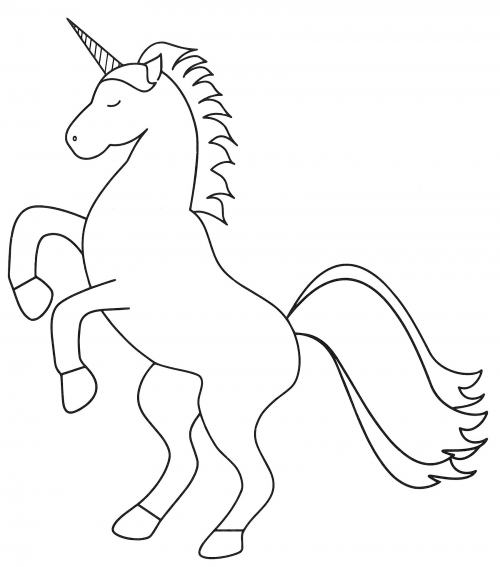 Unicorn on its hind legs coloring page
