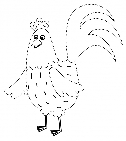 Magnificent rooster coloring page