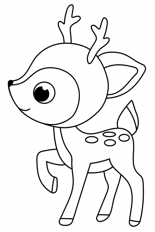Brave little deer coloring page