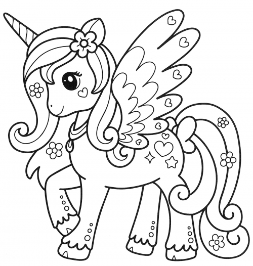 Beautiful unicorn coloring page