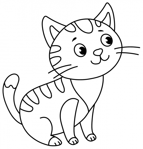 Striped cat coloring page
