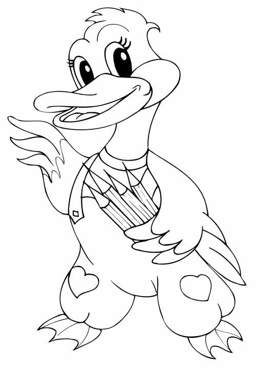 Goose with pencils coloring page