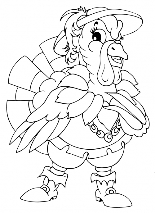 Turkey in a hat coloring page