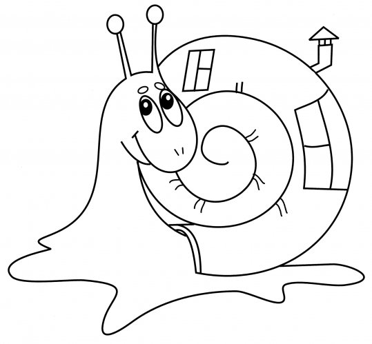 Snail with a house coloring page