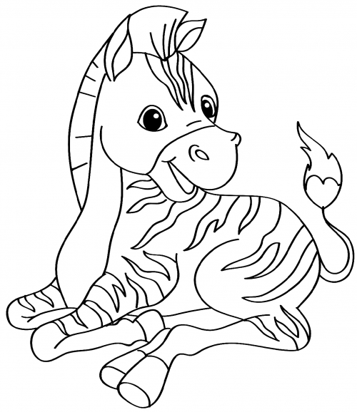 Resting zebra coloring page