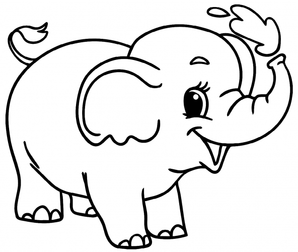 Round elephant coloring page