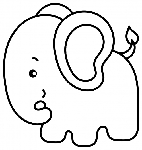 Elephant with tiny eyes coloring page