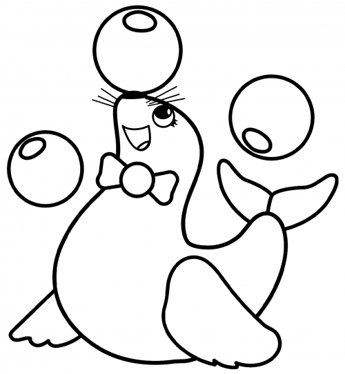 Seal with balls coloring page