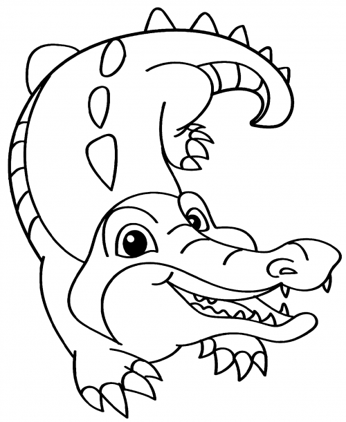 Cheerful crocodile coloring page