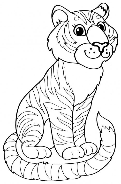 Serious tiger coloring page