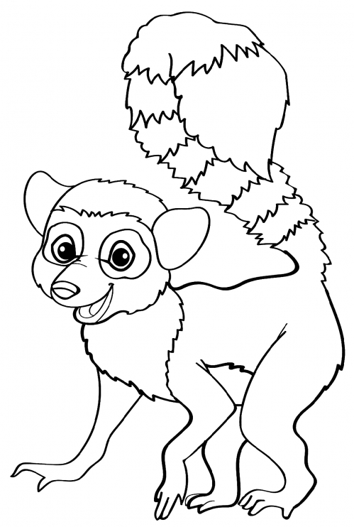 Smiling lemur coloring page