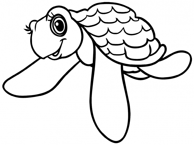 Friendly turtle coloring page