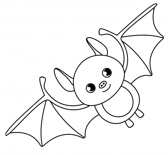 Cute bat coloring page - free and printable