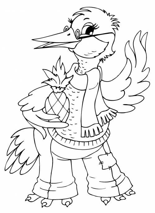 Stork with glasses coloring page