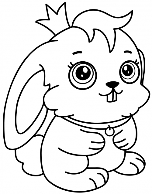 Little rabbit in a crown coloring page