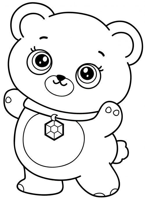 Bear in a collar coloring page