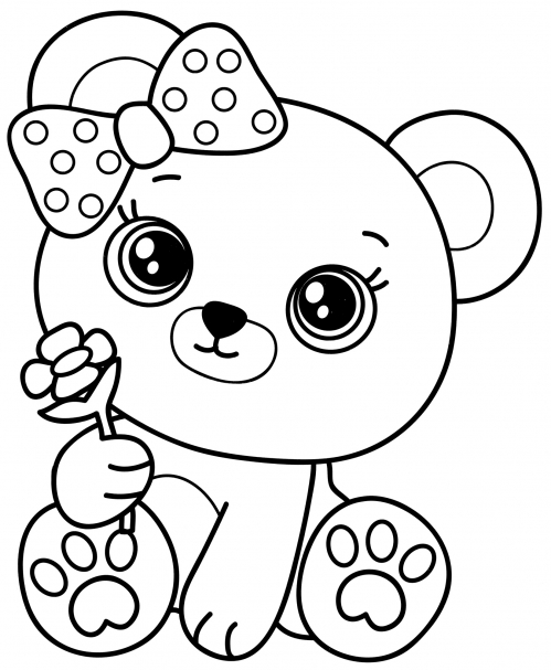 Bear with a bow coloring page