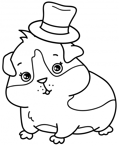 Hamster in a hat coloring page