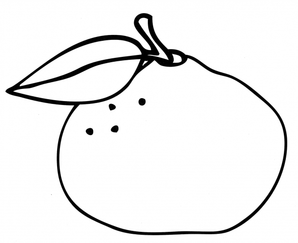 Tangerine with a leaf coloring page