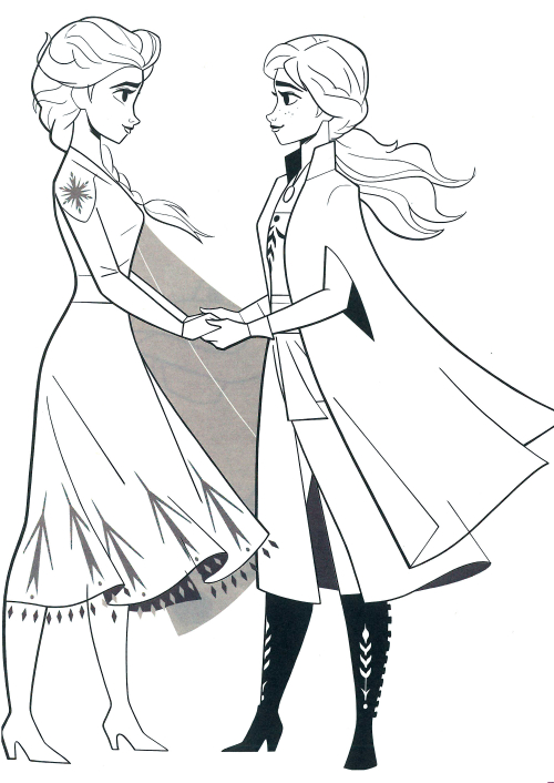 Elsa and Anna coloring page