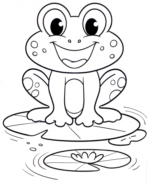 Frog on a leaf coloring page