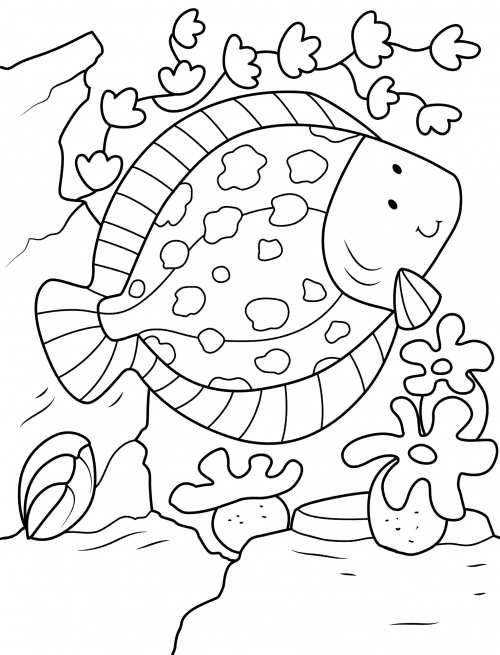Jolly flounder coloring page
