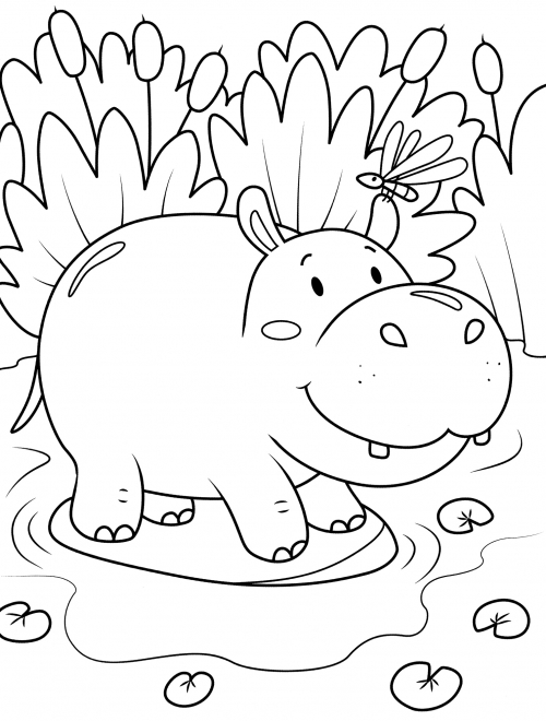 Round hippo coloring page