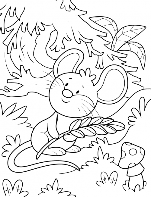 Mouse with a spike coloring page