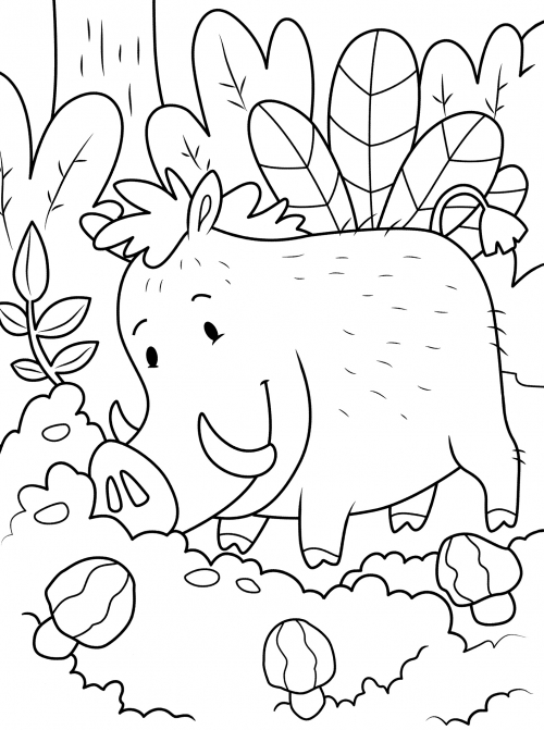 Cute boar coloring page