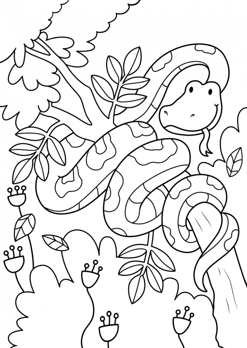 Snake with its tongue out coloring page