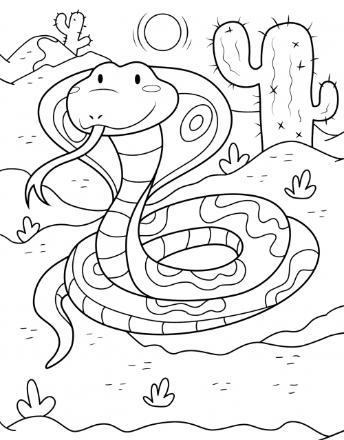 Cute cobra coloring page