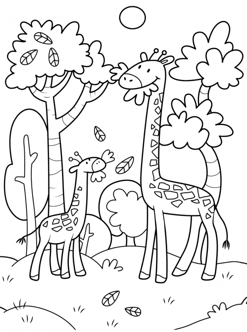 Tall giraffes coloring page
