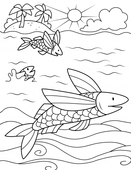 Funny fish coloring page