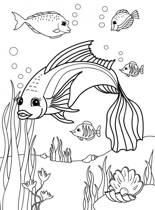 Eyed fish coloring page