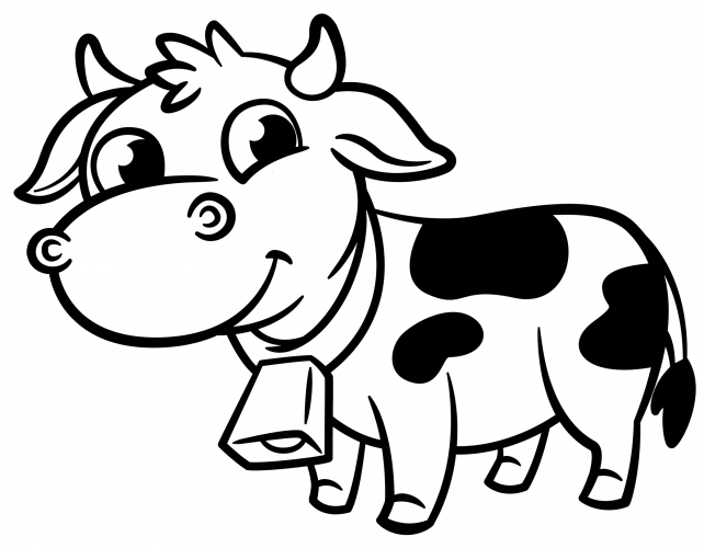 Cow with a bell round its neck coloring page