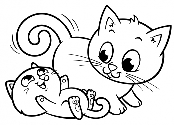 Two frisky cats coloring page