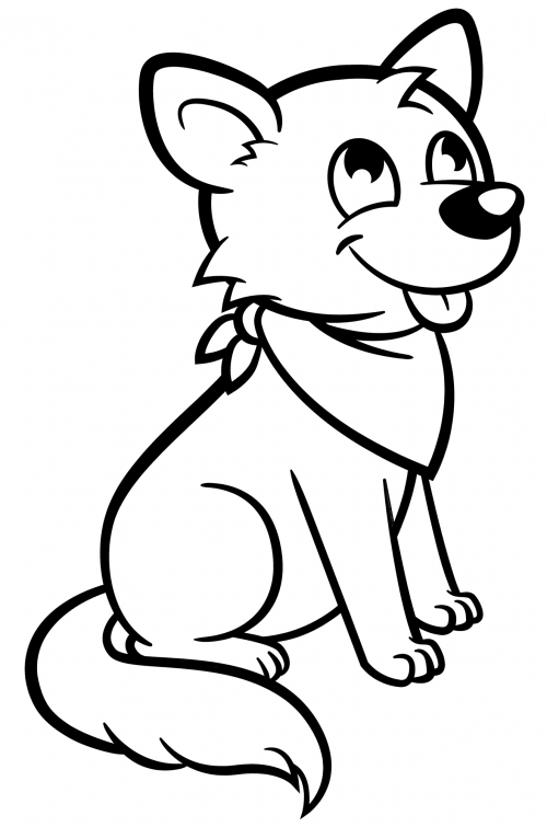 Shy puppy coloring page