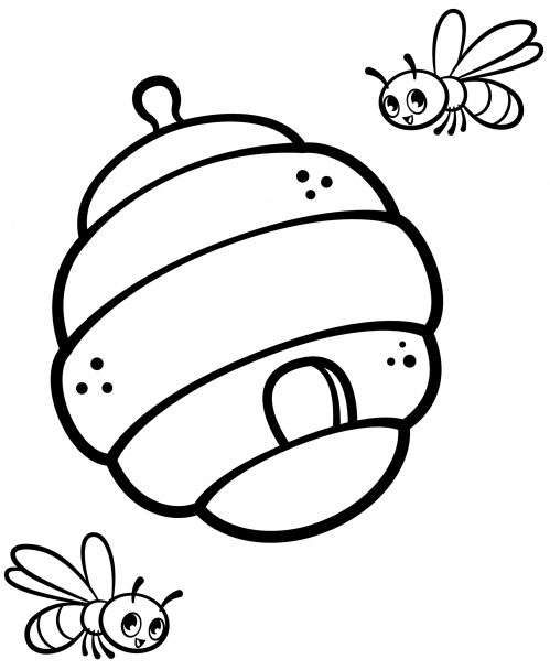 Bees near their home coloring page