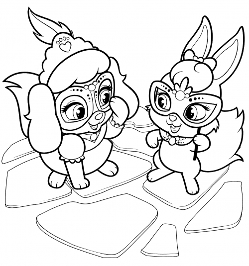 Berry and Pumpkin in masks coloring page