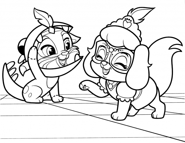 Pumpkin and Sultan are laughing coloring page