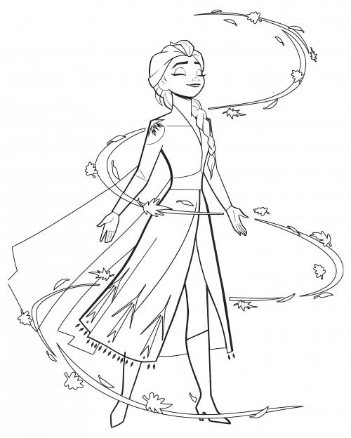 Elsa and her magic coloring page